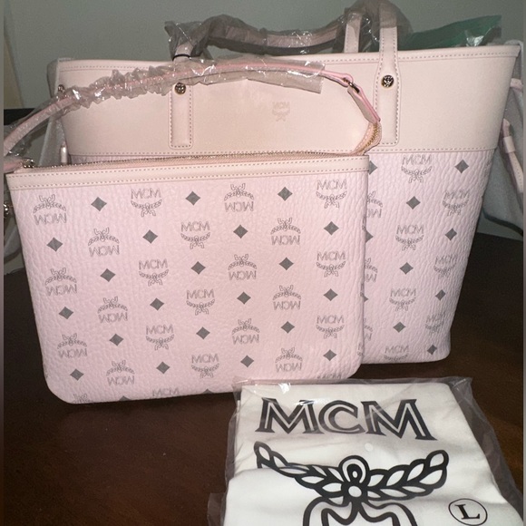 MCM Handbags - MCM Powder PINK VISETOS AREN TOTE BAG WITH REMOVABLE MATCHING POUCH💕